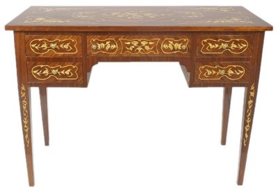 Casa Padrino baroque desk brown / gold 120 x 60 x H. 80 cm - Handcrafted solid wood office table with 5 drawers - Office Furniture in Baroque Style
