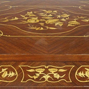 Casa Padrino Barock Schreibtisch Braun / Gold 120 x 60 x H. 80 cm - Handgefertigter Massivholz Bürotisch mit 5 Schubladen - Büro Möbel im Barockstil