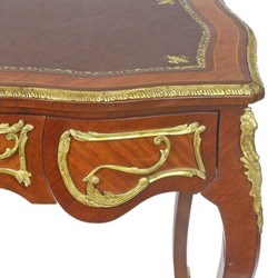 Casa Padrino bureau baroque marron / or - Table de bureau fait main en bois massif avec 3 tiroirs - Mobilier de Bureau de Style Baroque
