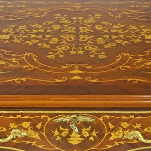 Casa Padrino Barock Schreibtisch Braun / Gold 160 x 70 x H. 80 cm - Handgefertigter Massivholz Bürotisch mit 3 Schubladen und massiven Metallapplikationen - Barock Büro Möbel