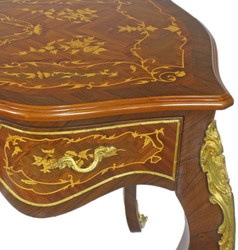 Casa Padrino bureau baroque marron / laiton marron / or 160 x 70 x H. 80 cm - Table de bureau fait main en bois massif avec 3 tiroirs et applications en métal massif - Mobilier de Bureau Baroque