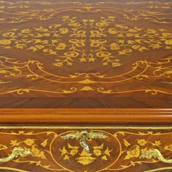 Casa Padrino bureau baroque marron / laiton marron / or 160 x 70 x H. 80 cm - Table de bureau fait main en bois massif avec 3 tiroirs et applications en métal massif - Mobilier de Bureau Baroque