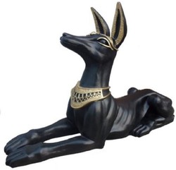 Casa Padrino Deco Sculpture Anubis Dog Black / Gold 122 x H. 52 cm - Weatherproof Egyptian Deco Figure - Deco Accessories