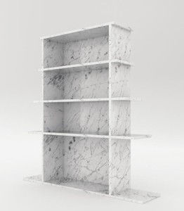 Casa Padrino cabinet mensola di lusso in marmo bianco 100 x 32 x A. 140 cm - Armadio in Marmo di Carrara con 3 Ripiani - Armadio Soggiorno - Armadio Ufficio - Mobili in Marmo di Lusso