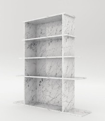Casa Padrino cabinet mensola di lusso in marmo bianco 100 x 32 x A. 140 cm - Armadio in Marmo di Carrara con 3 Ripiani - Armadio Soggiorno - Armadio Ufficio - Mobili in Marmo di Lusso