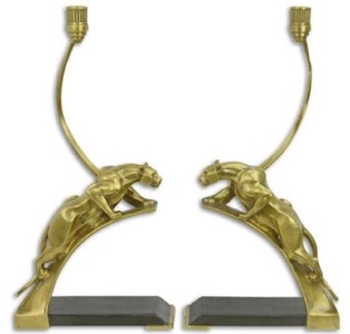 Art Deco Kerzenhalter Set Panther Gold, Luxus Kerzenhalter Set Panther Gold, Art Deco Candle Holder Set Panther Gold, Luxury Candle Holder Set Panther Gold