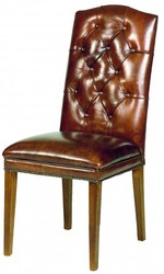 Casa Padrino Designer Chesterfield Dining Chair Brown Leather / Brown - Height 103 cm / Width 48 cm / Depth 69 cm Casa Padrino Designer Chesterfield Dining Chair Brown Leather / Brown - Height 103 cm / Width 48 cm / Depth 69 cm