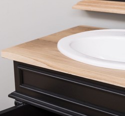 Casa Padrino ensemble de salle de bain de style champêtre noir / naturelle - 1 armoire lavabo double et 1 miroir mural - Meubles de Salle de Bain en Bois Massif de Style Champêtre 