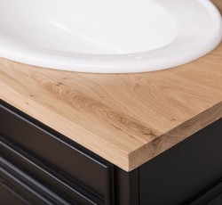 Casa Padrino ensemble de salle de bain de style champêtre noir / naturelle - 1 armoire lavabo double et 1 miroir mural - Meubles de Salle de Bain en Bois Massif de Style Champêtre 
