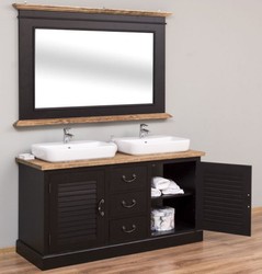 Landhausstil Badezimmer Set, Landhausstil Doppelwaschtisch mit Wandspiegel, Country Style Bathroom Set, Country Style Double Washstand with Wall Mirror