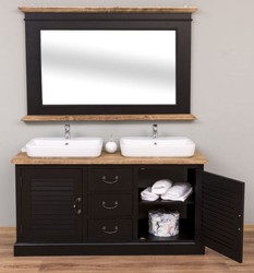 Landhausstil Badezimmer Set, Landhausstil Doppelwaschtisch mit Wandspiegel, Country Style Bathroom Set, Country Style Double Washstand with Wall Mirror