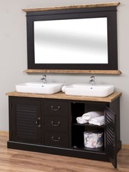 Landhausstil Badezimmer Set, Landhausstil Doppelwaschtisch mit Wandspiegel, Country Style Bathroom Set, Country Style Double Washstand with Wall Mirror