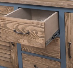 Casa Padrino ensemble de salle de bain de style champêtre bleu / marron - 1 armoire lavabo double et 1 miroir mural - Meubles de Salle de Bain de Style Champêtre 