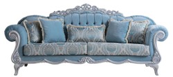 Casa Padrino sofá de salón barroco de lujo con cojines decorativos azul claro / gris 237 x 90 x A. 105 cm - Muebles Barrocos - Noble y Magnífico