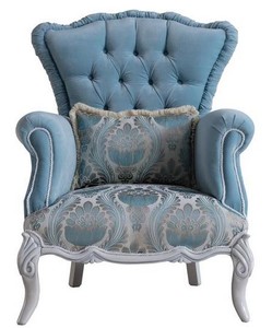 Casa Padrino fauteuil de salon baroque de luxe avec coussin décoratif bleu clair / gris 85 x 87 x H. 108 cm - Mobilier Baroque - Noble et Magnifique