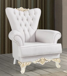 Casa Padrino fauteuil baroque gris clair / blanc / or 93 x 75 x H. 107 cm - Fauteuil de salon noble avec strass - Mobilier Baroque