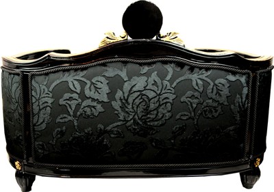 Pompöös by Casa Padrino Luxus Barock Hunde & Katzenbett Deluxe Schwarz Bouquet Muster / Gold von Harald Glööckler
