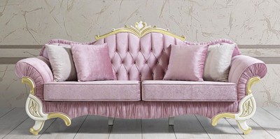 Casa Padrino divano del soggiorno barocco con strass rosa / bianco / oro 228 x 105 x A. 85 cm - Nobile e Magnifico