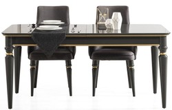 Casa Padrino ensemble de salle à manger Art Déco de luxe gris / or - 1 Table à Manger Extensible et 6 Chaises de Salle à Manger - Mobilier Art Déco - Qualité de Luxe