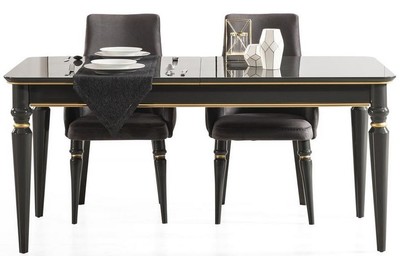 Casa Padrino table de salle à manger Art Déco de luxe gris / or 170-208 x 90 x H. 76 cm - Table de salle à manger extensible Noble - Meubles de Salle à Manger Art Déco
