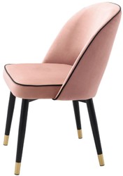 Casa Padrino luxury dining chair set pink / black / brass 53 x 56 x H. 84 cm - Dining chairs with fine velvet - Dining room furniture