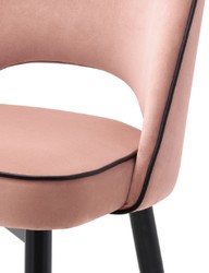 Casa Padrino luxury dining chair set pink / black / brass 53 x 56 x H. 84 cm - Dining chairs with fine velvet - Dining room furniture