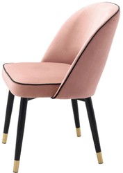 Casa Padrino luxury dining chair set pink / black / brass 53 x 56 x H. 84 cm - Dining chairs with fine velvet - Dining room furniture