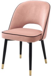 Casa Padrino luxury dining chair set pink / black / brass 53 x 56 x H. 84 cm - Dining chairs with fine velvet - Dining room furniture