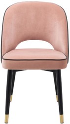 Casa Padrino luxury dining chair set pink / black / brass 53 x 56 x H. 84 cm - Dining chairs with fine velvet - Dining room furniture
