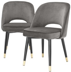 Casa Padrino set di sedia da pranzo di lusso grigio / nero / ottone 53 x 56 x A. 84 cm - Sedie da pranzo con pregiato velluto - Mobili per sala da pranzo