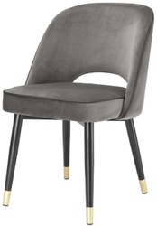 Casa Padrino set di sedia da pranzo di lusso grigio / nero / ottone 53 x 56 x A. 84 cm - Sedie da pranzo con pregiato velluto - Mobili per sala da pranzo