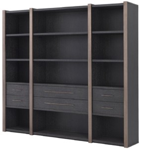 Casa Padrino cabinet mensola di lusso con 6 cassetti grigio antracite / bronzo 253 x 47 x A. 229 cm - Armadio per Libri - Armadio Soggiorno - Armadio Ufficio - Armadio di Lusso