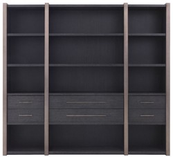 Casa Padrino luxury shelf cabinet with 6 drawers anthracite gray / bronze 253 x 47 x H. 229 cm - Bookcase - Living room cabinet - Office cabinet - Luxury cabinet