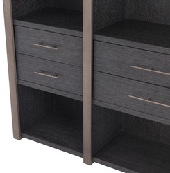 Casa Padrino luxury shelf cabinet with 6 drawers anthracite gray / bronze 253 x 47 x H. 229 cm - Bookcase - Living room cabinet - Office cabinet - Luxury cabinet