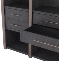 Casa Padrino luxury shelf cabinet with 6 drawers anthracite gray / bronze 253 x 47 x H. 229 cm - Bookcase - Living room cabinet - Office cabinet - Luxury cabinet