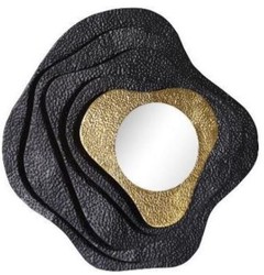 Casa Padrino miroir design noir / or 96 x H. 96 cm - Miroir mural moderne en métal enduit de poudre et galvanisé - Collection de Luxe