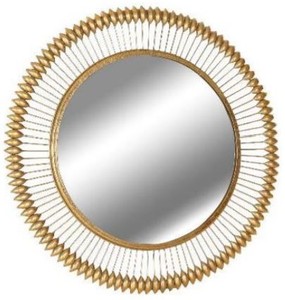 Casa Padrino espejo de diseño oro Ø 90 cm - Espejo de pared moderno de metal revestimiento en polvo con hoja de oro - Accesorios decorativos de lujo