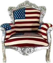 Casa Padrino Baroque Armchair King USA Design / Cream 85 x 85 x H. 120 cm - USA Baroque Armchair Casa Padrino Baroque Armchair King USA Design / Cream 85 x 85 x H. 120 cm - USA Baroque Armchair
