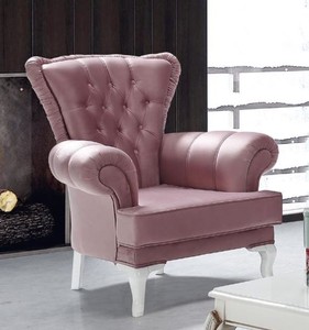 Casa Padrino baroque armchair pink / white 98 x 83 x H. 101 cm - Living room armchair in baroque style - Baroque Furniture