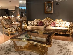Luxus Barock Wohnzimmer Sofa Barock Couch Braun Creme Gold Barockstil Sofa Luxury Baroque Living Room Sofa Baroque Couch Brown Cream Gold Baroque Style Sofa