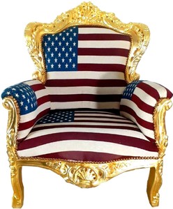 Casa Padrino sillón de salón barroco King USA diseño / oro 85 x 45 x A. 120 cm - Sillón Trono - Muebles Barrocos de EE. UU. Casa Padrino sillón de salón barroco King USA diseño / oro 85 x 45 x A. 120 cm - Sillón Trono - Muebles Barrocos de EE. UU.