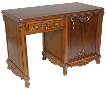 Casa Padrino scrivania barocco marrone / ottone 120 x 60 x A. 80 cm - Tavolo da ufficio in legno massello fatto a mano - Mobili da ufficio in stile barocco