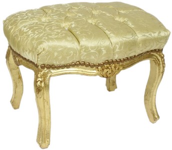 Casa Padrino taburete barroco oro patrón / oro 50 x 40 x A. 35 cm - Taburete barroco hecho a mano con pedrería - Muebles de estilo barroco