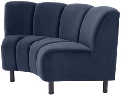Casa Padrino divano in velluto di lusso blu notte / nero 114 x 75 x A. 87 cm - Divano da salotto curvo ed allungabile - Mobili di Lusso
