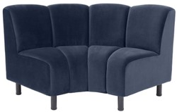 Casa Padrino divano in velluto di lusso blu notte / nero 114 x 75 x A. 87 cm - Divano da salotto curvo ed allungabile - Mobili di Lusso