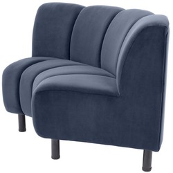 Casa Padrino divano in velluto di lusso blu notte / nero 114 x 75 x A. 87 cm - Divano da salotto curvo ed allungabile - Mobili di Lusso