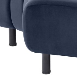 Casa Padrino divano in velluto di lusso blu notte / nero 114 x 75 x A. 87 cm - Divano da salotto curvo ed allungabile - Mobili di Lusso