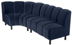 Casa Padrino divano in velluto di lusso blu notte / nero 114 x 75 x A. 87 cm - Divano da salotto curvo ed allungabile - Mobili di Lusso