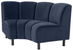 Casa Padrino divano in velluto di lusso blu notte / nero 114 x 75 x A. 87 cm - Divano da salotto curvo ed allungabile - Mobili di Lusso