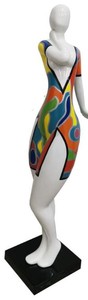 Casa Padrino sculpture décoration design femme avec robe blanc / multicolore H. 102 cm - Figurine décoration étanche - Accessoires de Décoration